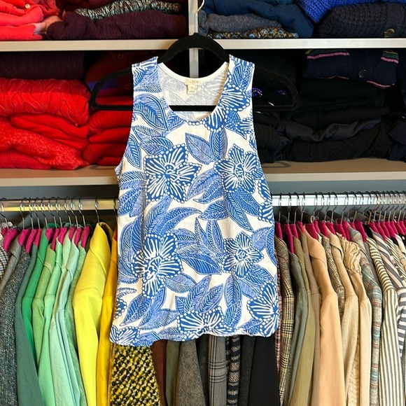 Loft blue and white flower print tank top size XS​ - Picture 1 of 3